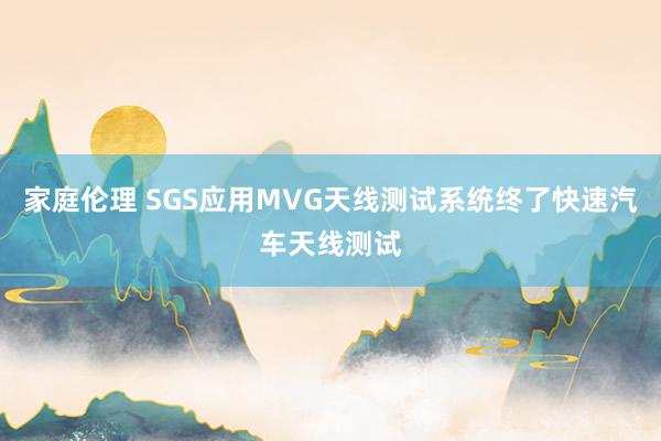 家庭伦理 SGS应用MVG天线测试系统终了快速汽车天线测试