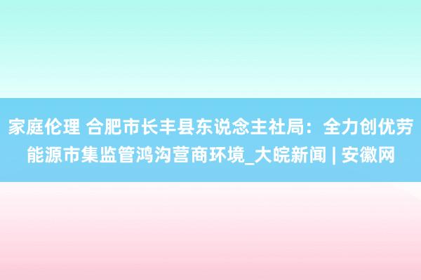 家庭伦理 合肥市长丰县东说念主社局：全力创优劳能源市集监管鸿沟营商环境_大皖新闻 | 安徽网