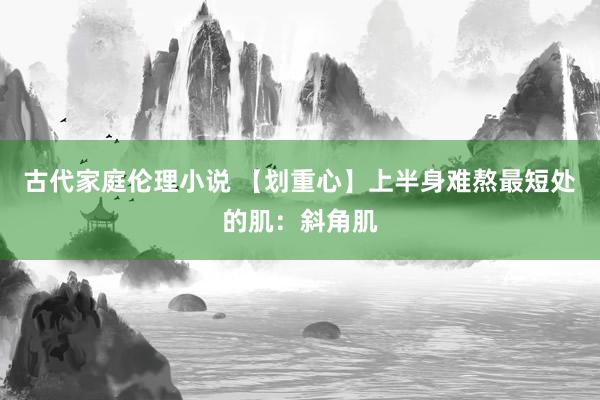 古代家庭伦理小说 【划重心】上半身难熬最短处的肌：斜角肌