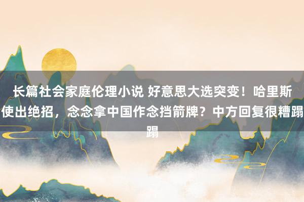 长篇社会家庭伦理小说 好意思大选突变！哈里斯使出绝招，念念拿中国作念挡箭牌？中方回复很糟蹋