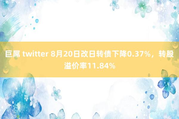 巨屌 twitter 8月20日改日转债下降0.37%，转股溢价率11.84%