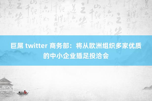 巨屌 twitter 商务部：将从欧洲组织多家优质的中小企业插足投洽会