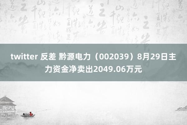 twitter 反差 黔源电力（002039）8月29日主力资金净卖出2049.06万元