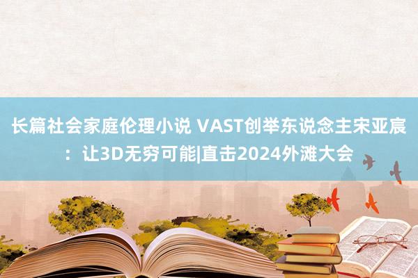 长篇社会家庭伦理小说 VAST创举东说念主宋亚宸：让3D无穷可能|直击2024外滩大会