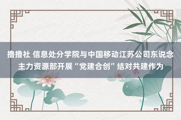 撸撸社 信息处分学院与中国移动江苏公司东说念主力资源部开展“党建合创”结对共建作为